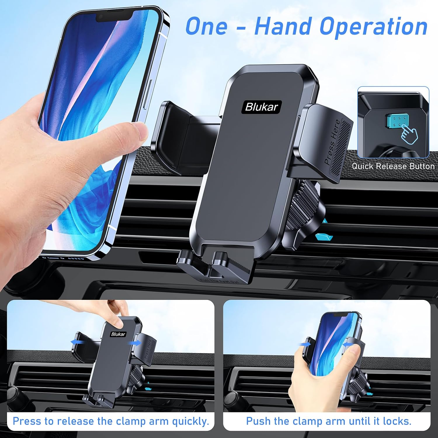 Air Vent Car Phone Mount — Stable Clamp
