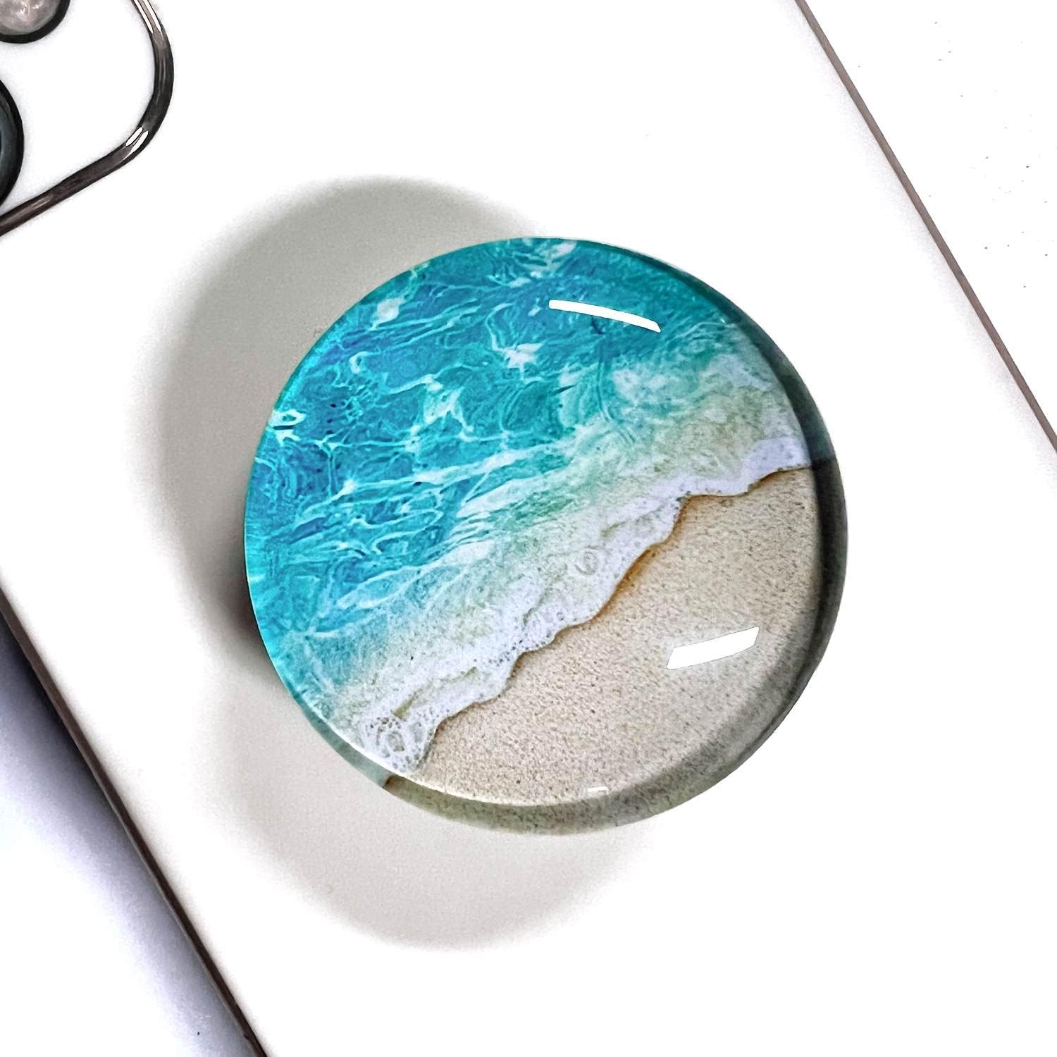 Collapsible Phone Grip — Clear Crystal Glitter