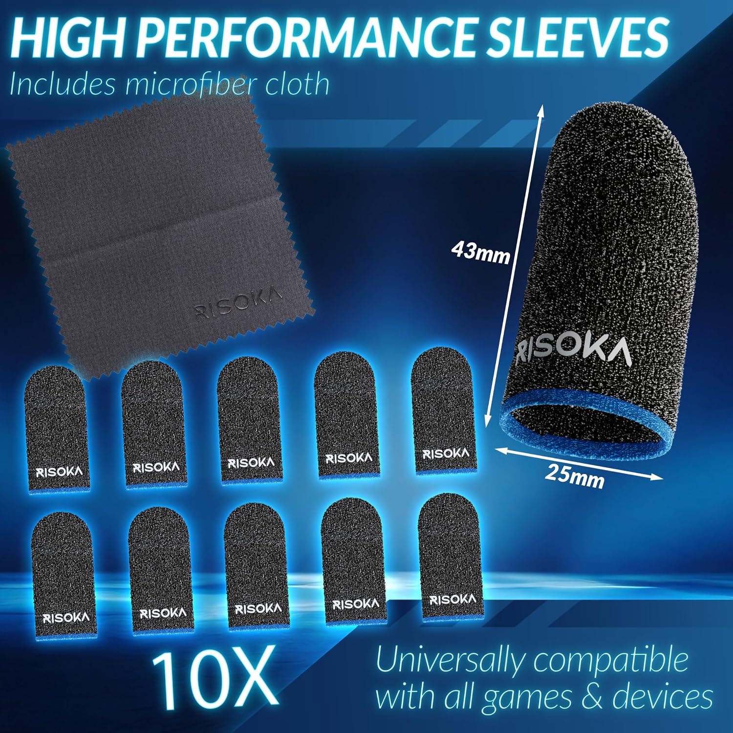 Gaming Finger Sleeves — 10 Pieces, Touchscreen Glide
