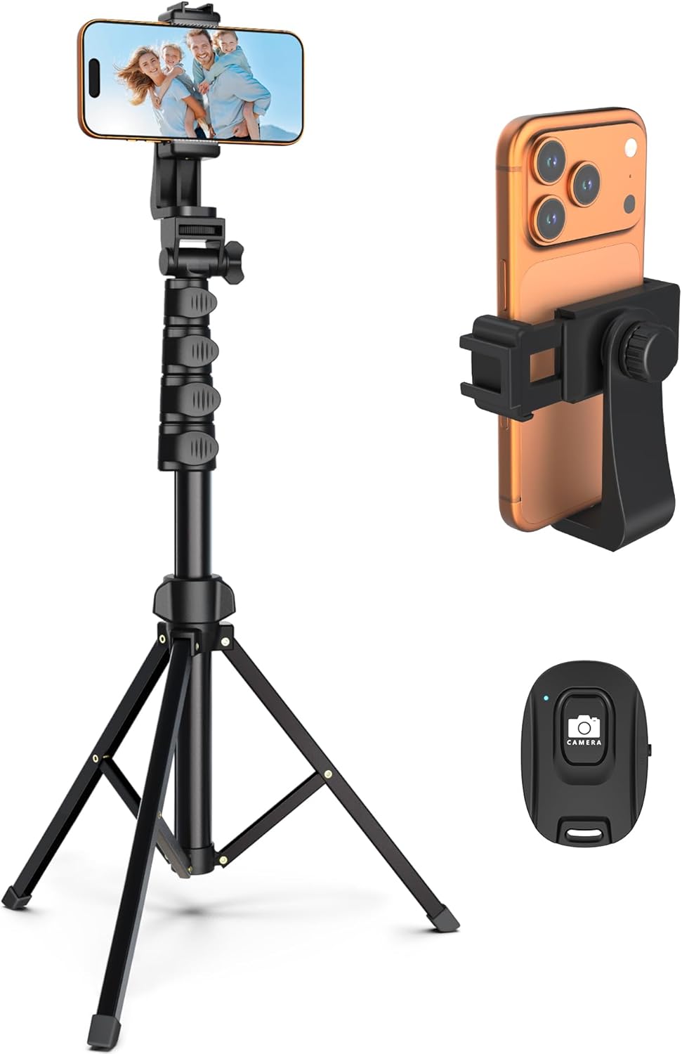 Phone and Camera Tripod — 64 in, with Remote and Phone Holder