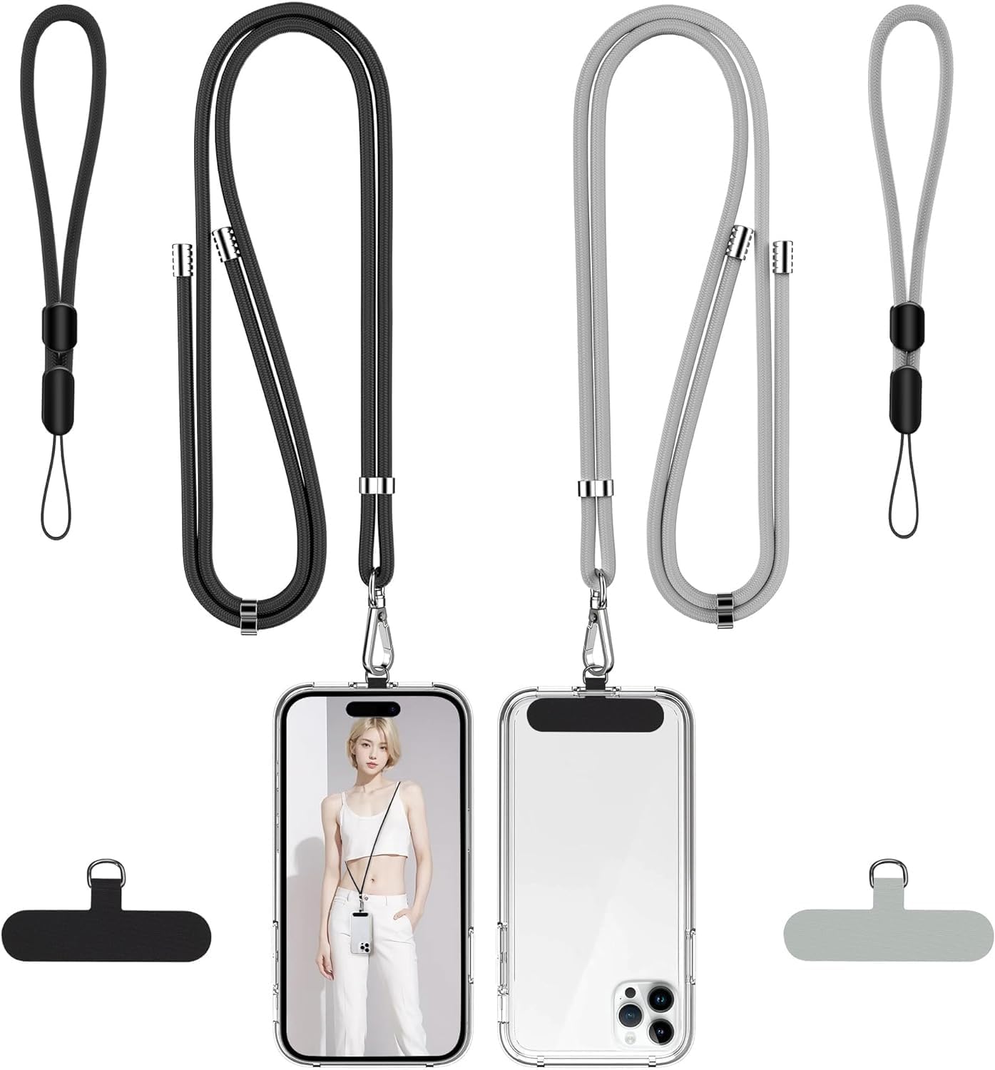 Phone Lanyard Set — 2 Neck Straps and 2 Wrist Straps, Adjustable