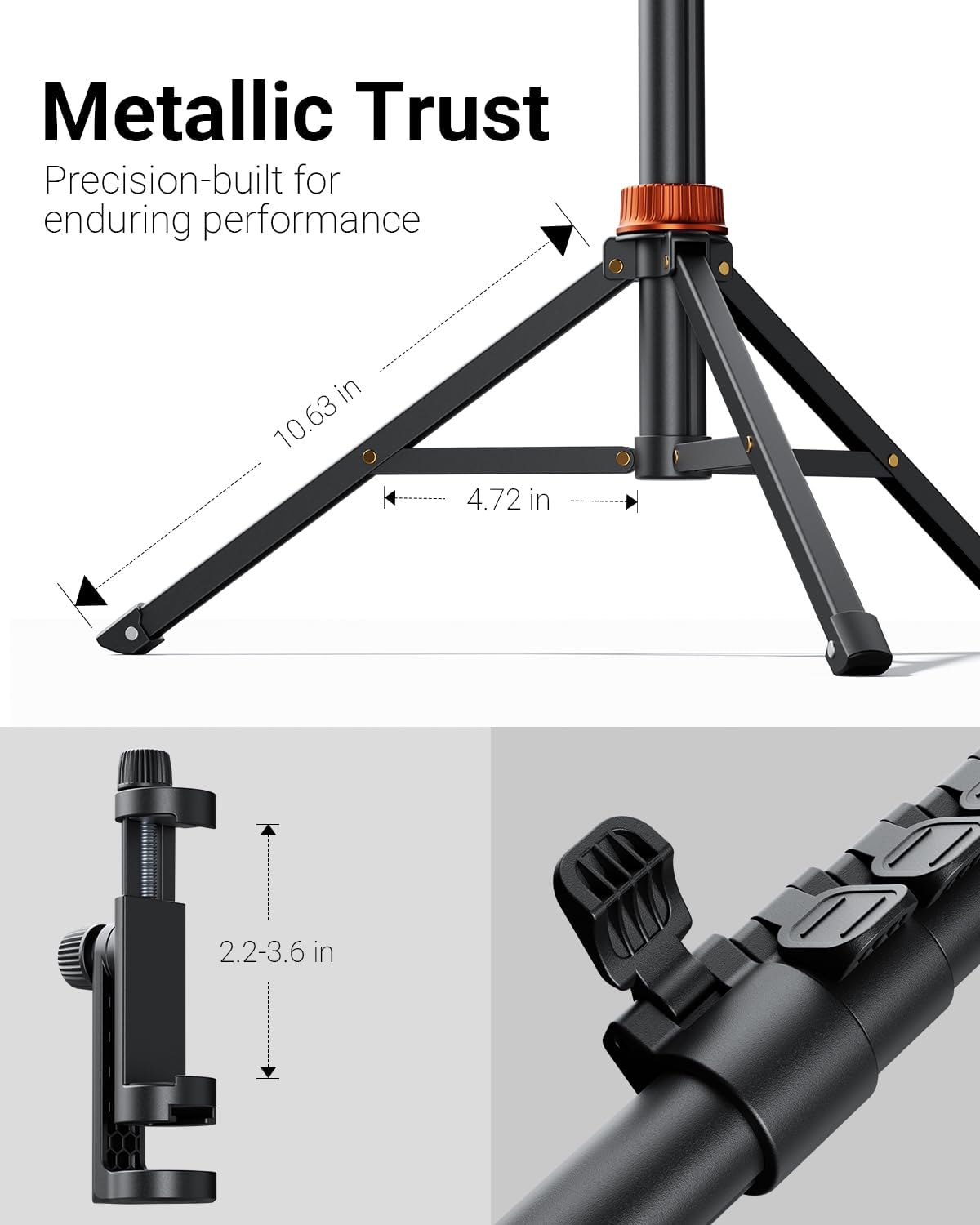 Phone Tripod — 66 in, Extendable, with Remote and Stand