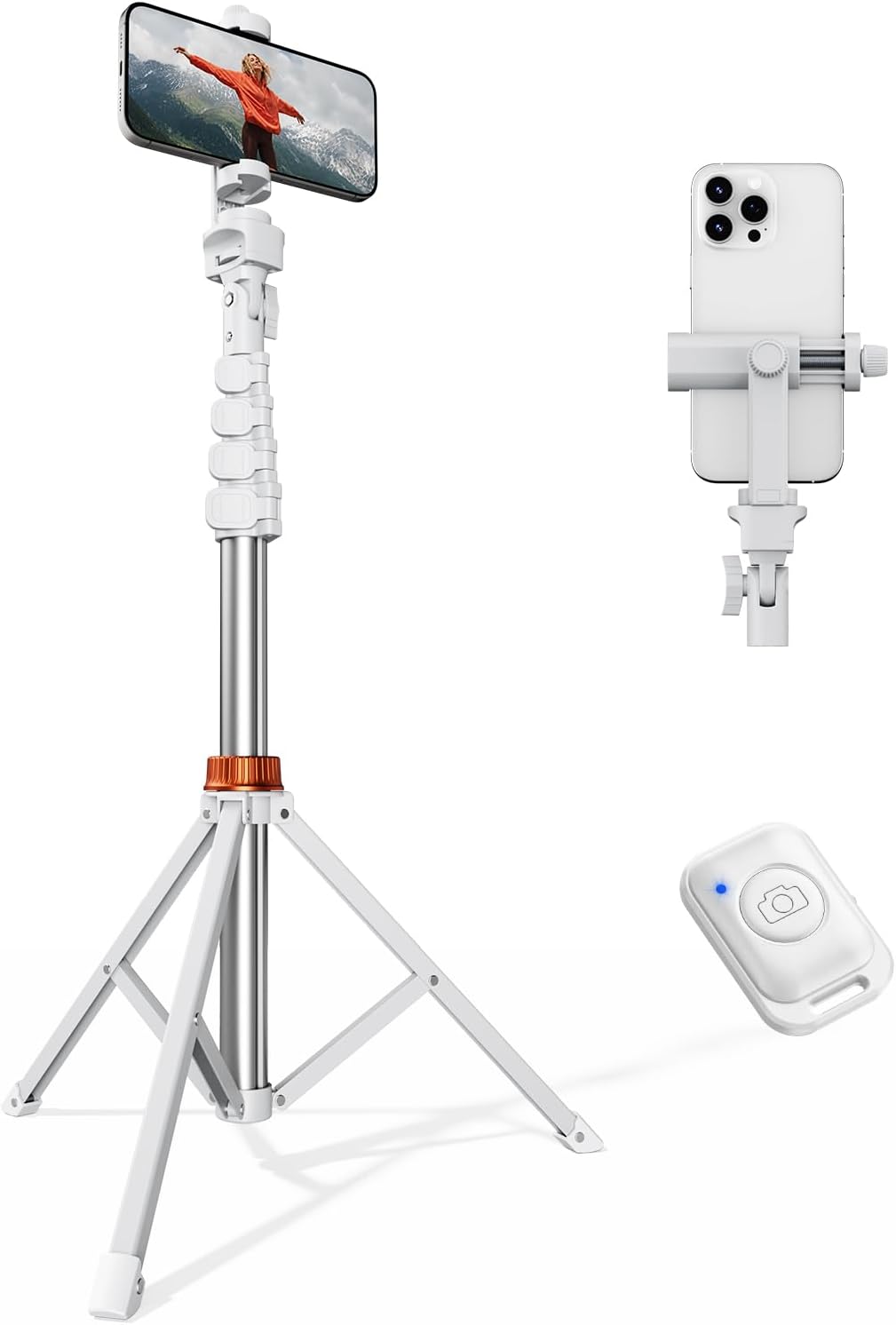 Phone Tripod — 66 in, Extendable, with Remote and Stand