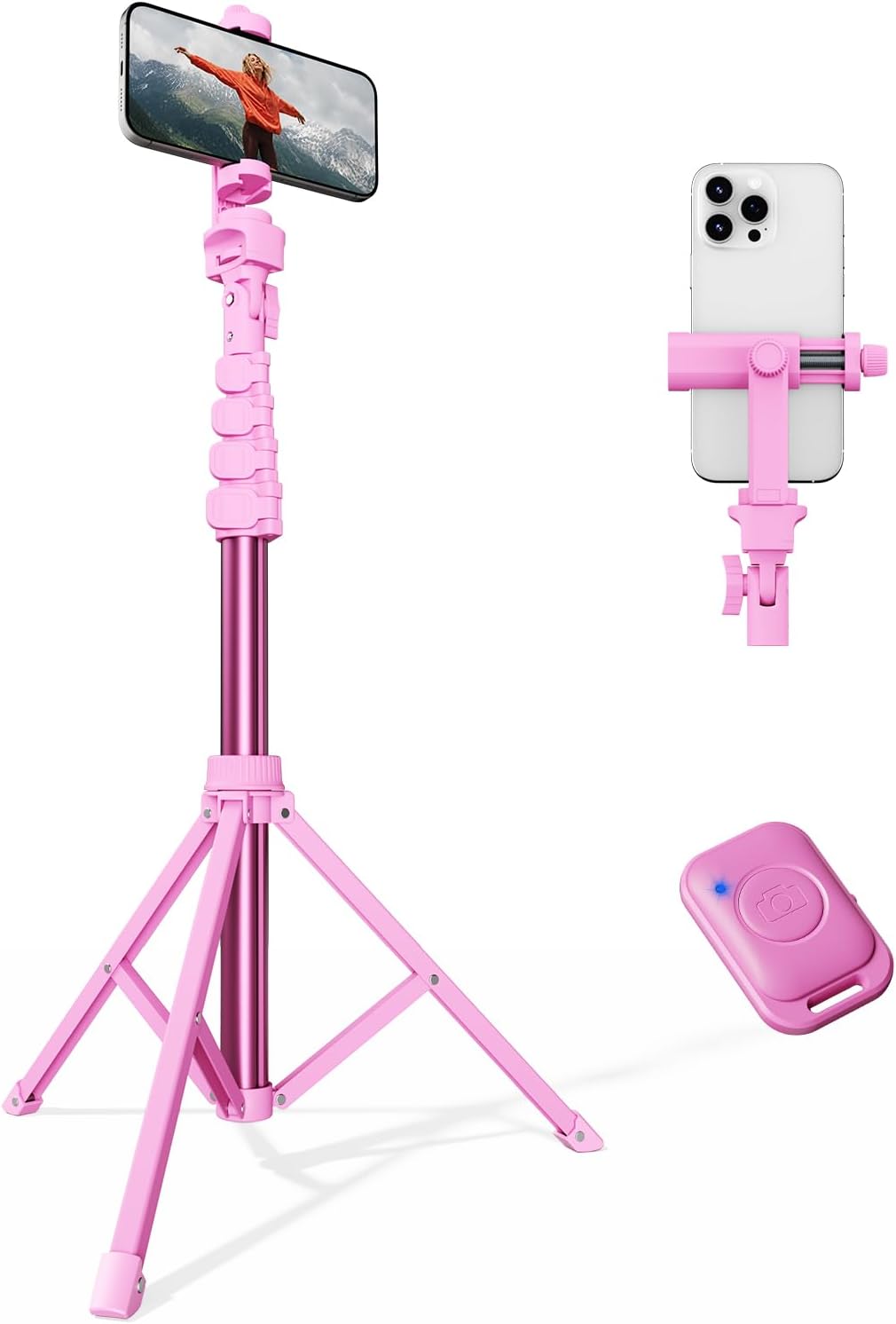 Phone Tripod — 66 in, Extendable, with Remote and Stand