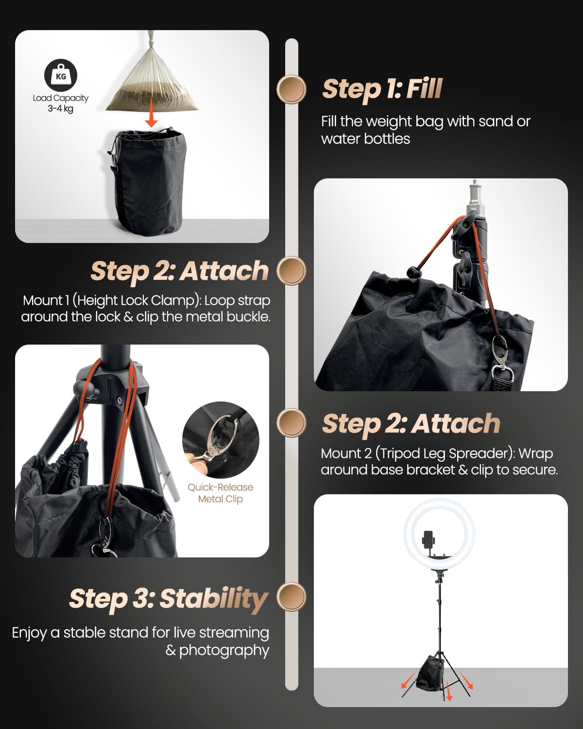 Ring Light — 22 in, 60 W, with 72 in Stand and Phone Holder