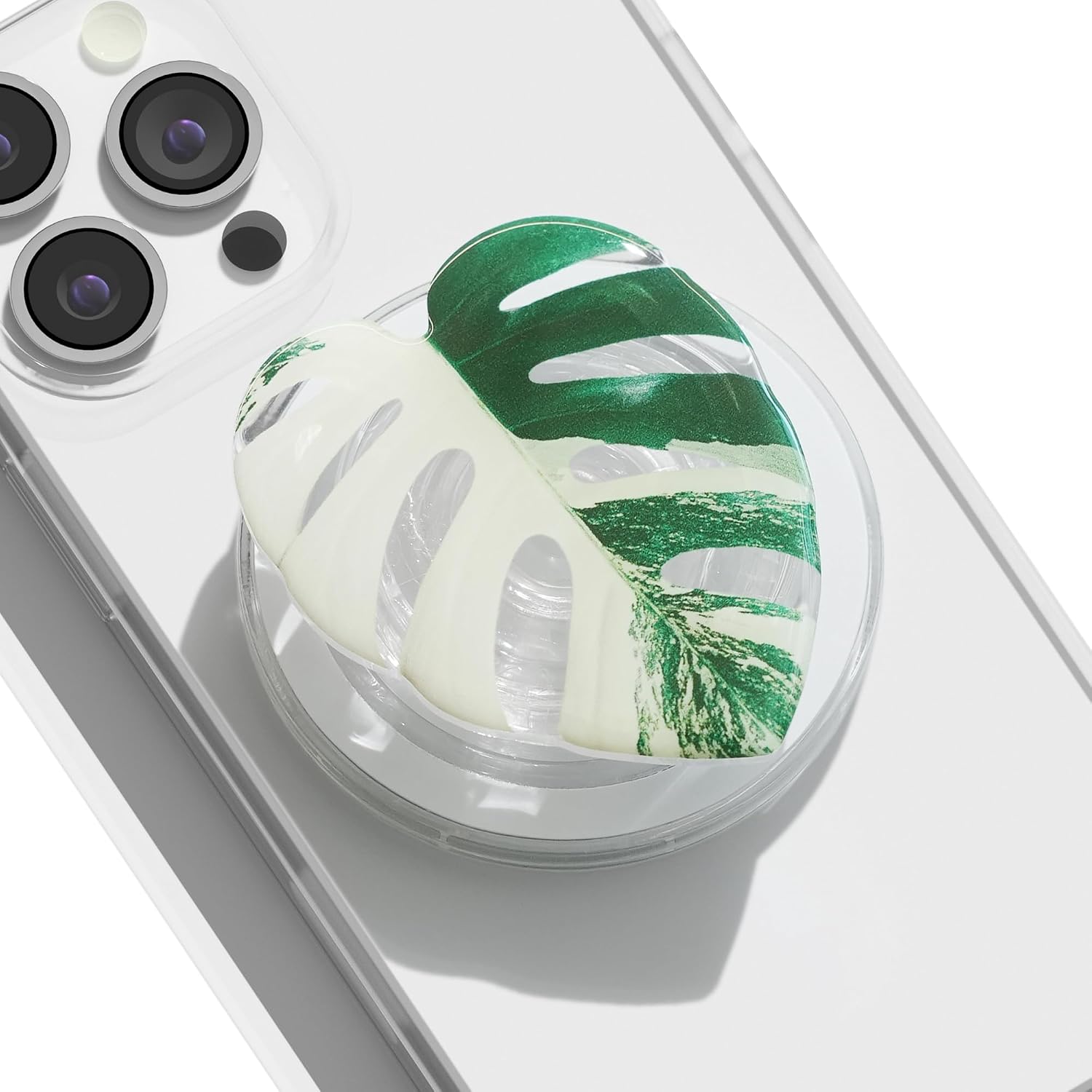 Collapsible Phone Grip — Acrylic Leaf Design