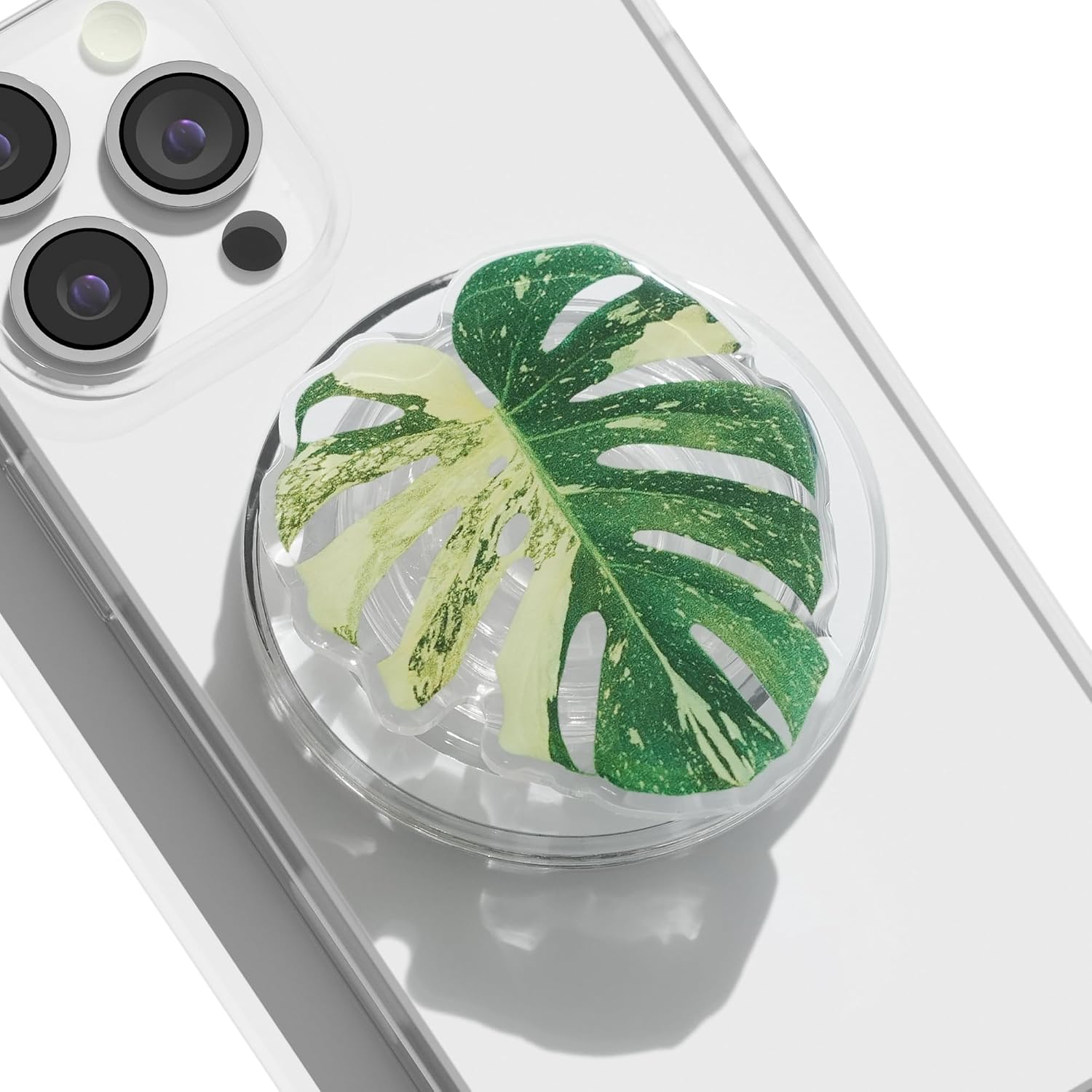 Collapsible Phone Grip — Acrylic Leaf Design