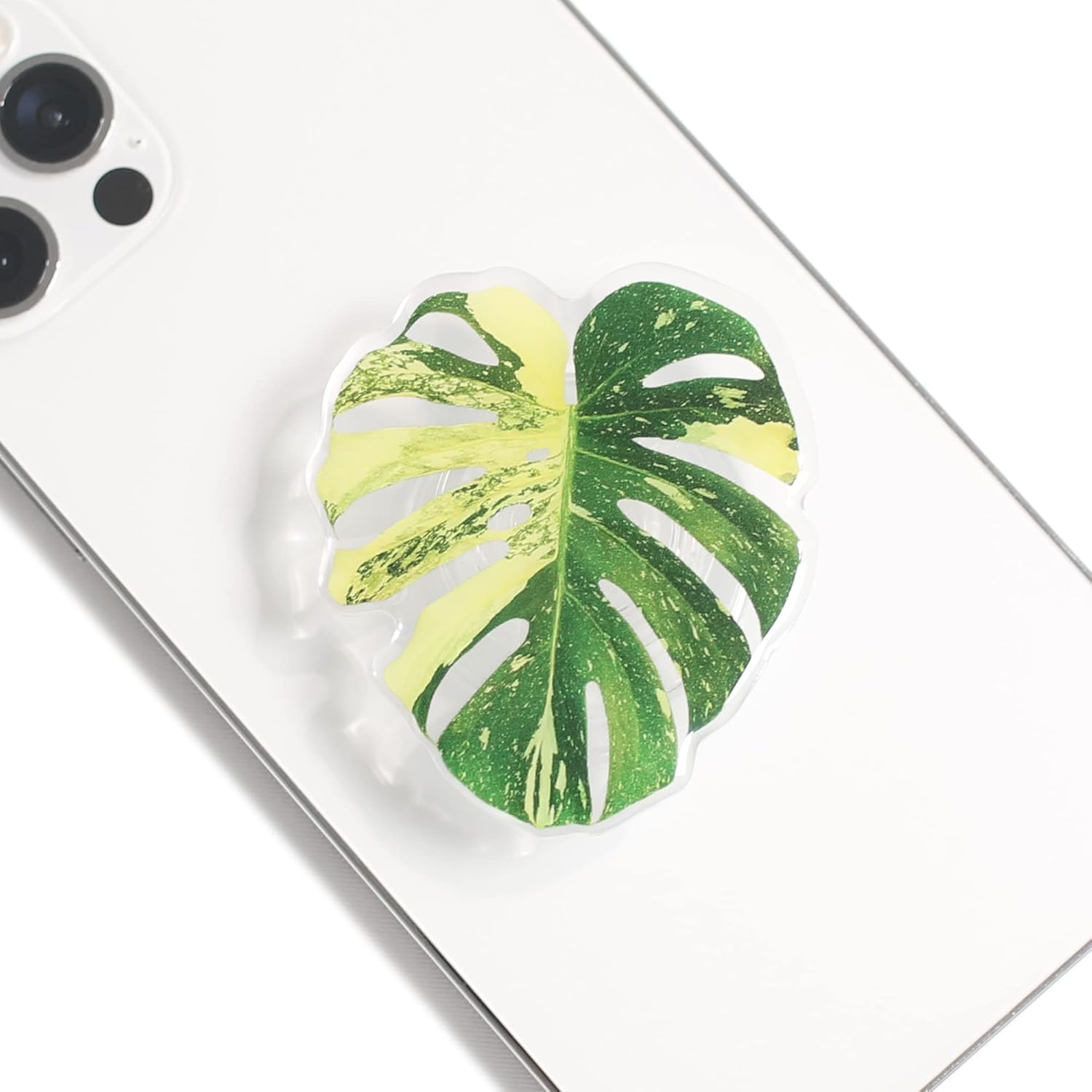 Collapsible Phone Grip — Acrylic Leaf Design