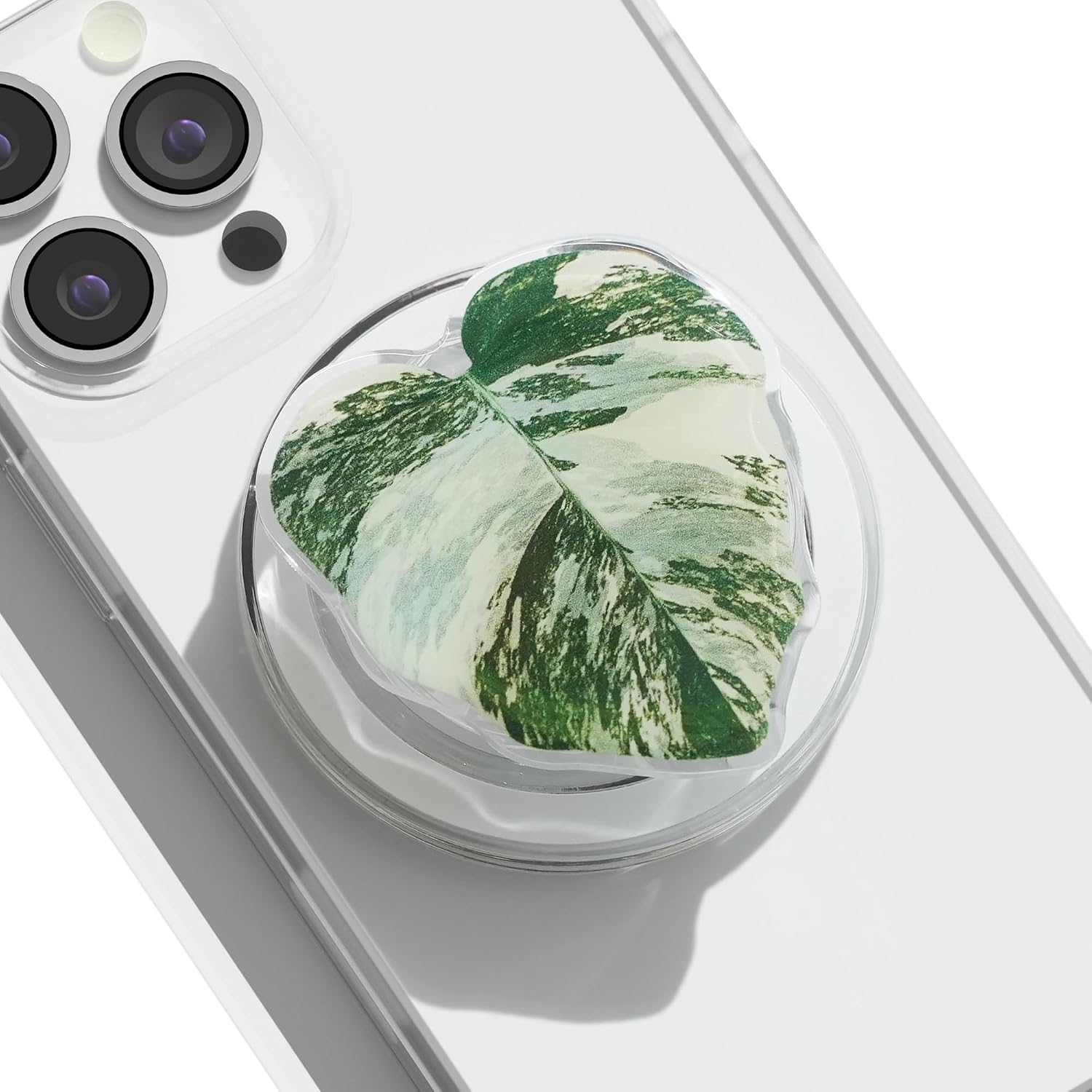 Collapsible Phone Grip — Acrylic Leaf Design