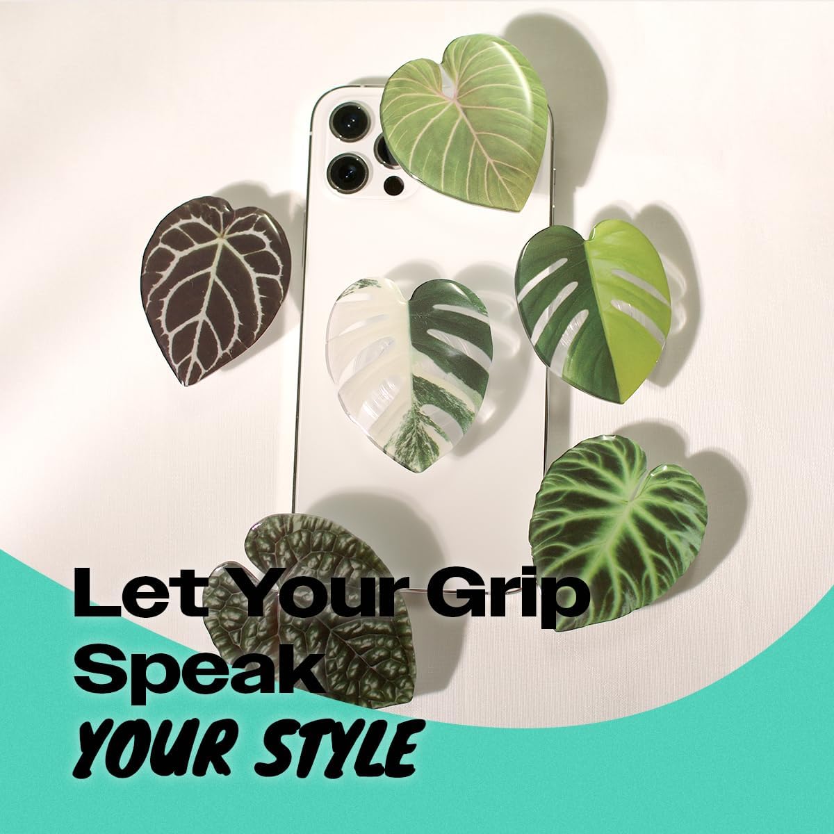 Collapsible Phone Grip — Acrylic Leaf Design