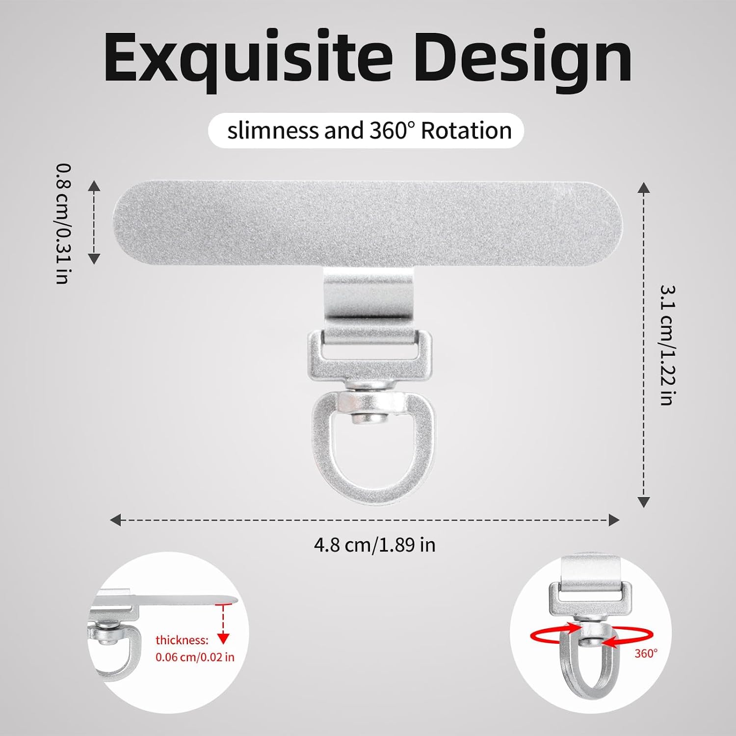 Rotating Steel Phone Tether Tabs — 3 Pack, 360°