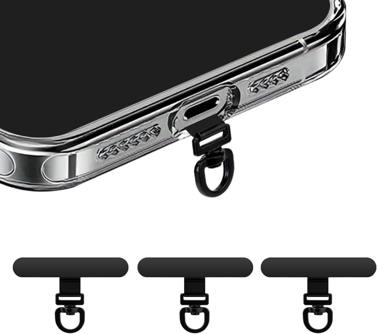 Rotating Steel Phone Tether Tabs — 3 Pack, 360°