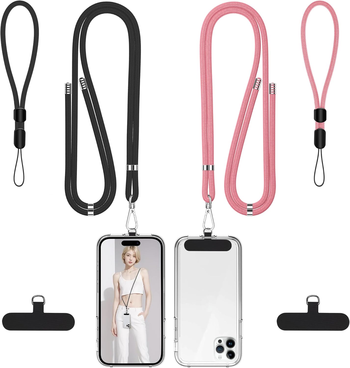 Phone Lanyard Set — 2 Neck Straps and 2 Wrist Straps, Adjustable
