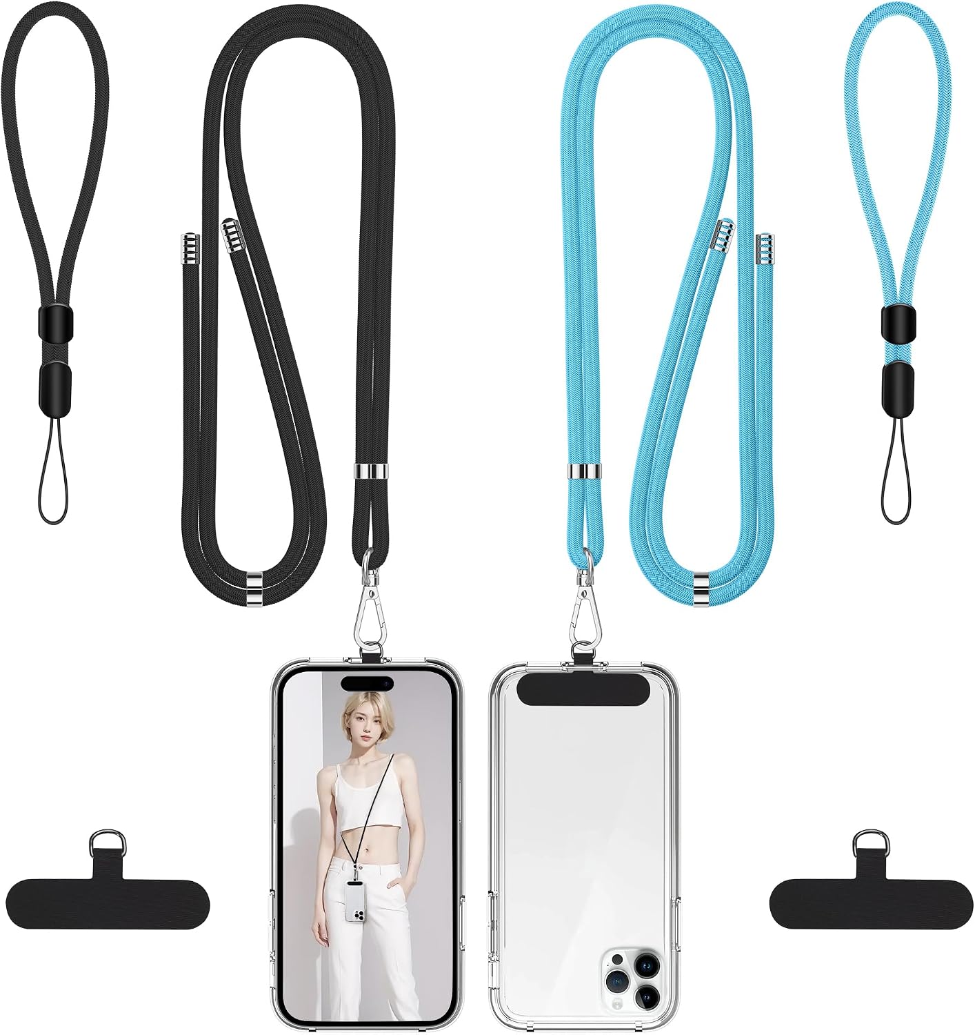 Phone Lanyard Set — 2 Neck Straps and 2 Wrist Straps, Adjustable