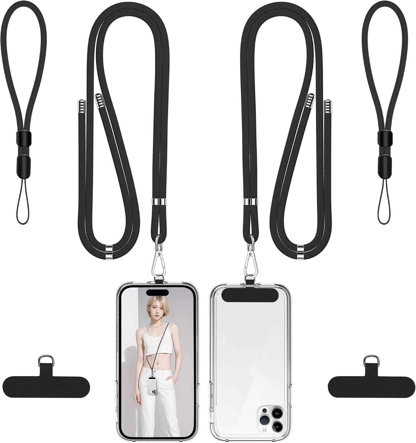 Phone Lanyard Set — 2 Neck Straps and 2 Wrist Straps, Adjustable