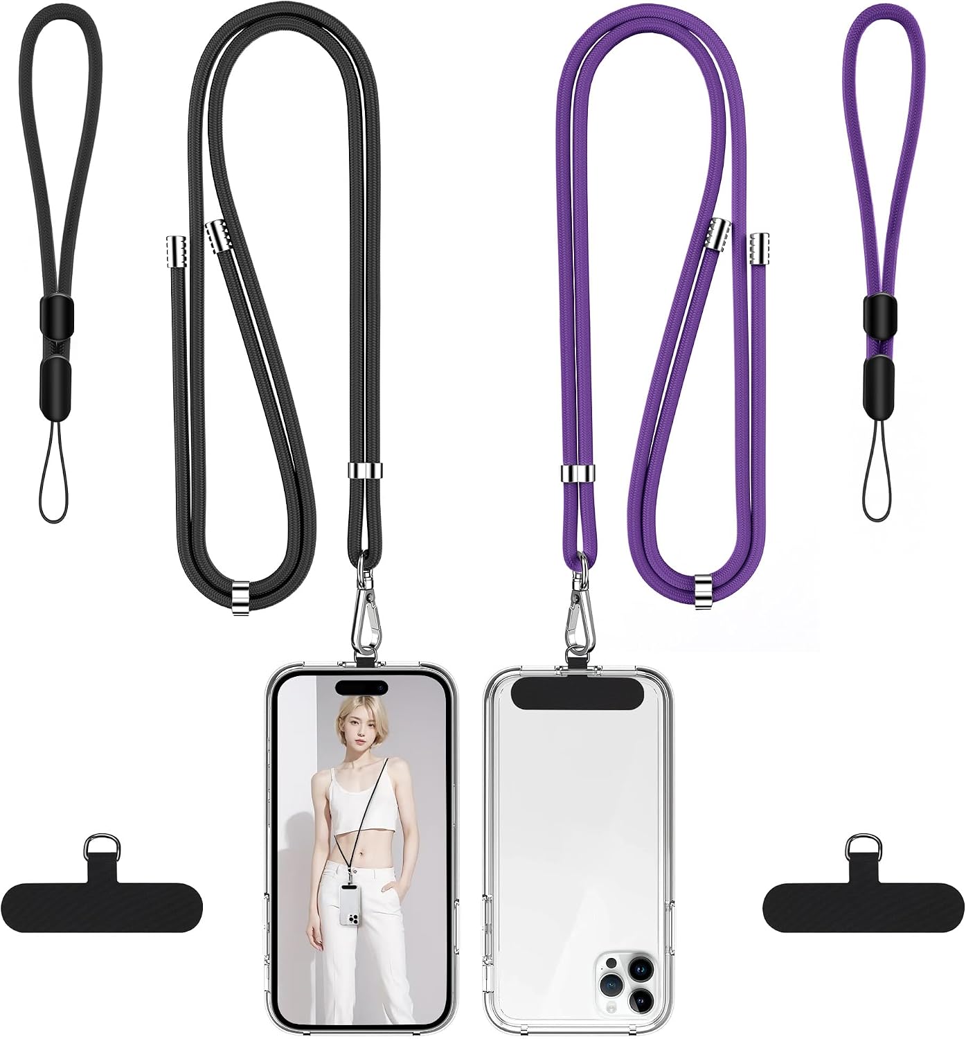 Phone Lanyard Set — 2 Neck Straps and 2 Wrist Straps, Adjustable
