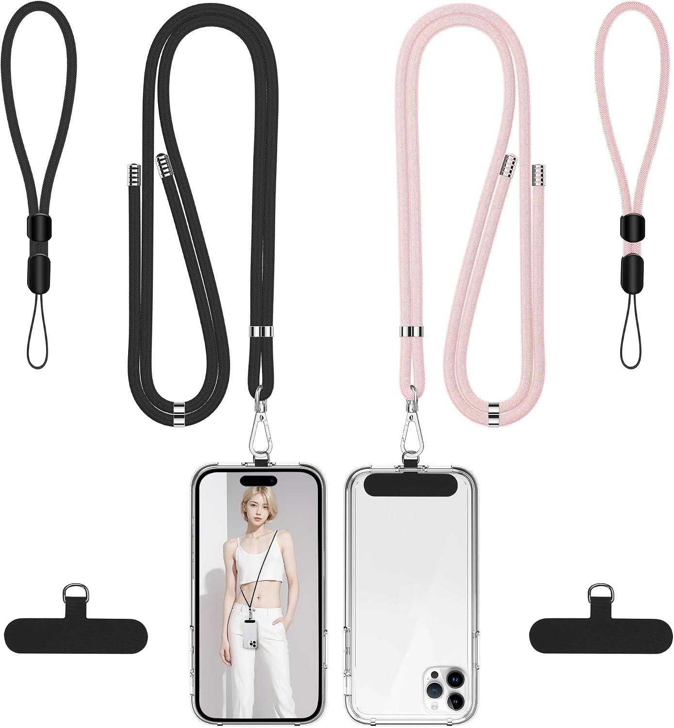 Phone Lanyard Set — 2 Neck Straps and 2 Wrist Straps, Adjustable