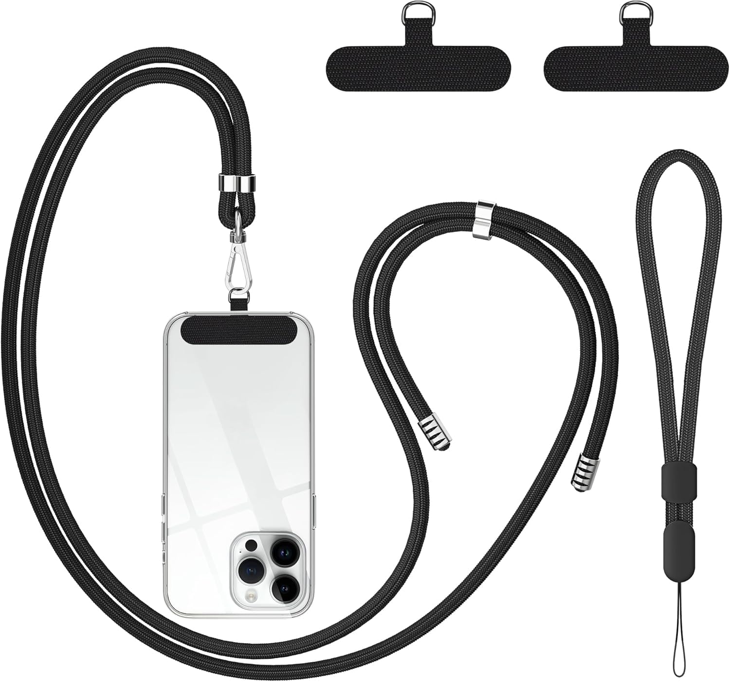 Phone Lanyard Set — 2 Neck Straps and 2 Wrist Straps, Adjustable