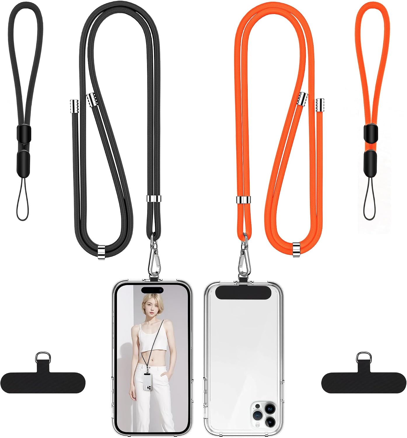 Phone Lanyard Set — 2 Neck Straps and 2 Wrist Straps, Adjustable