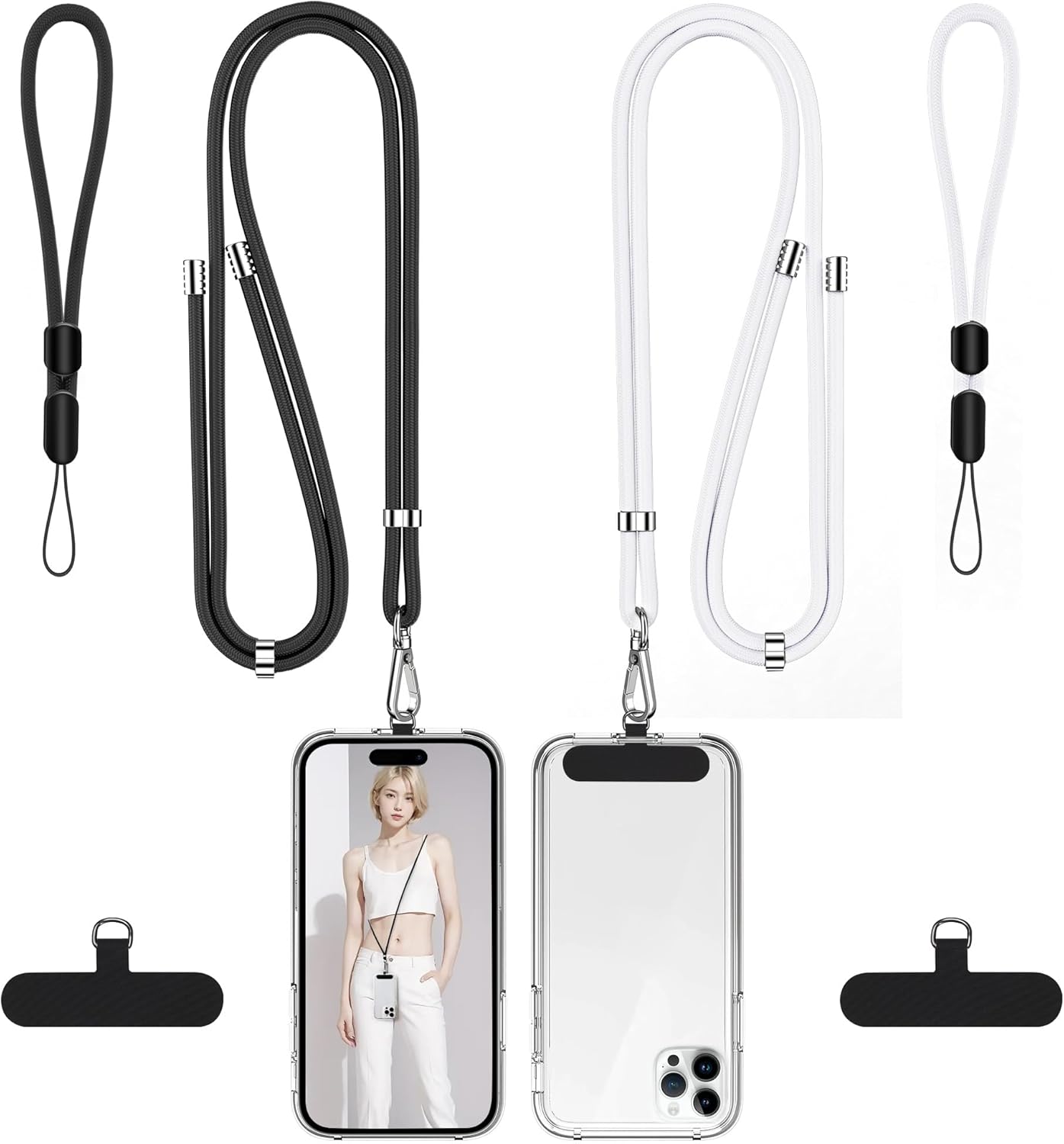 Phone Lanyard Set — 2 Neck Straps and 2 Wrist Straps, Adjustable