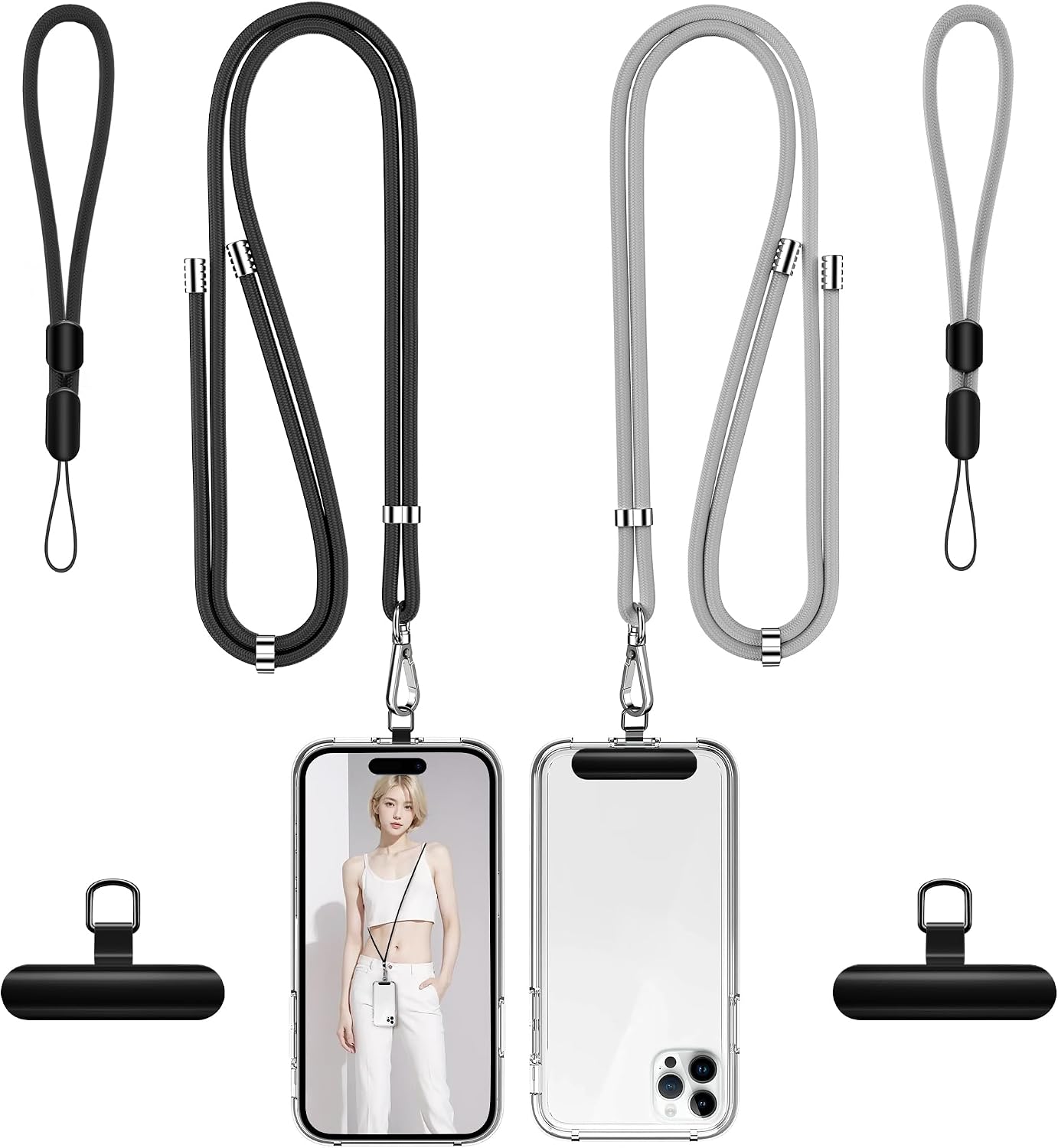 Phone Lanyard Set — 2 Neck Straps and 2 Wrist Straps, Adjustable
