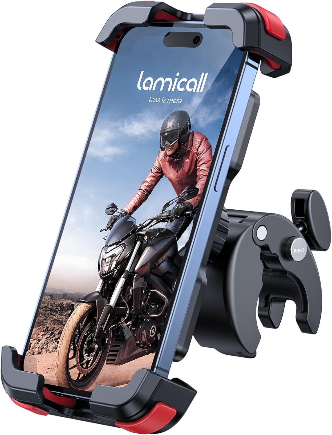 Motorcycle and Bike Phone Mount — Metal Lock, Quick Install Bar Clip