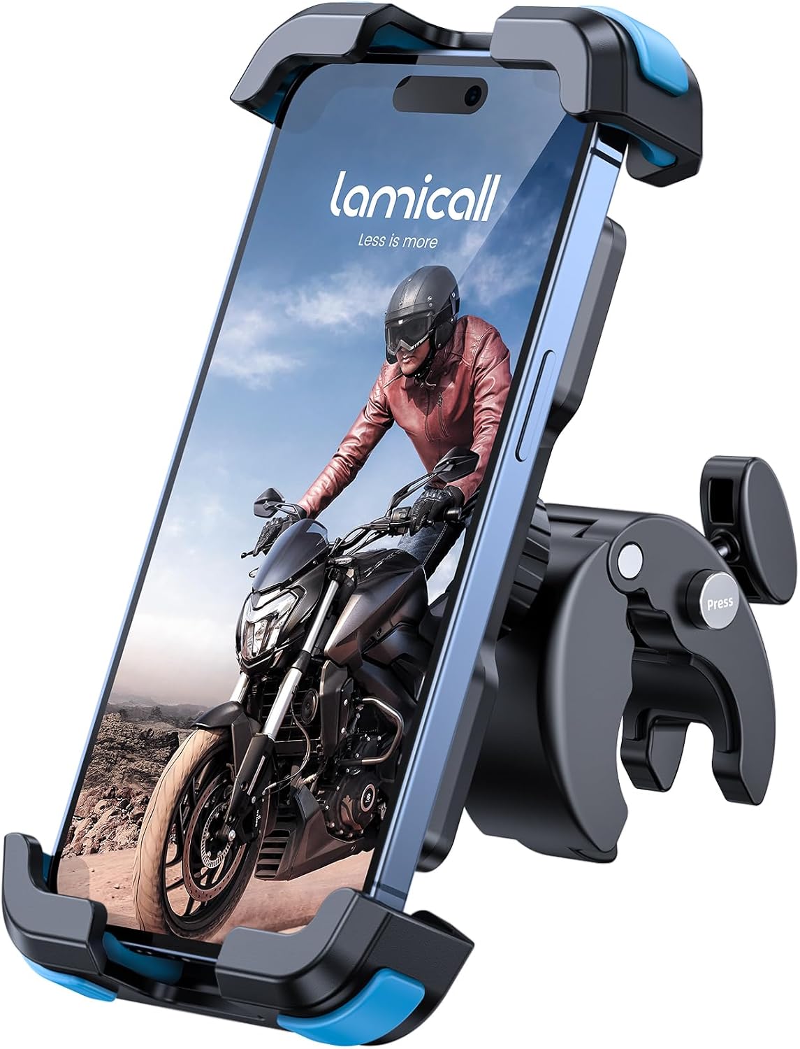 Motorcycle and Bike Phone Mount — Metal Lock, Quick Install Bar Clip