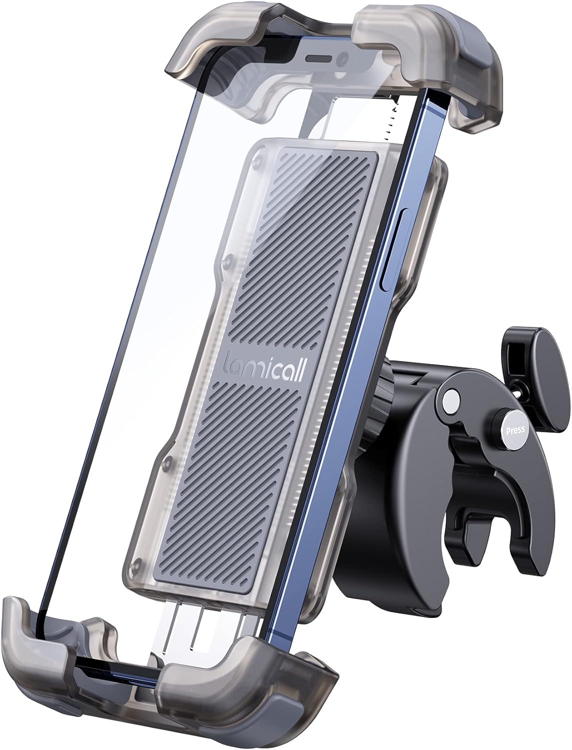 Motorcycle and Bike Phone Mount — Metal Lock, Quick Install Bar Clip