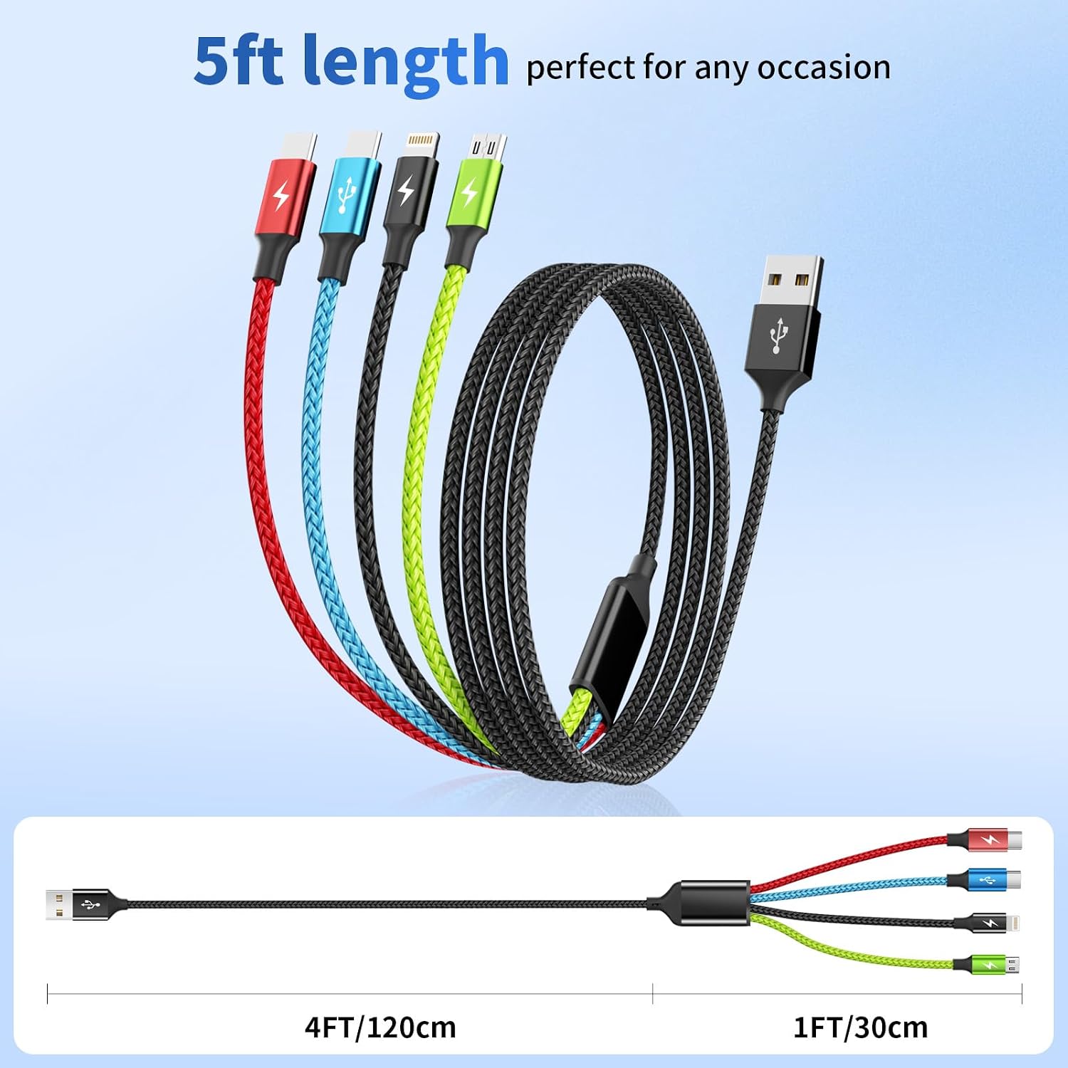 4-in-1 Multi Charging Cable — 2 Pack, 1.5 m