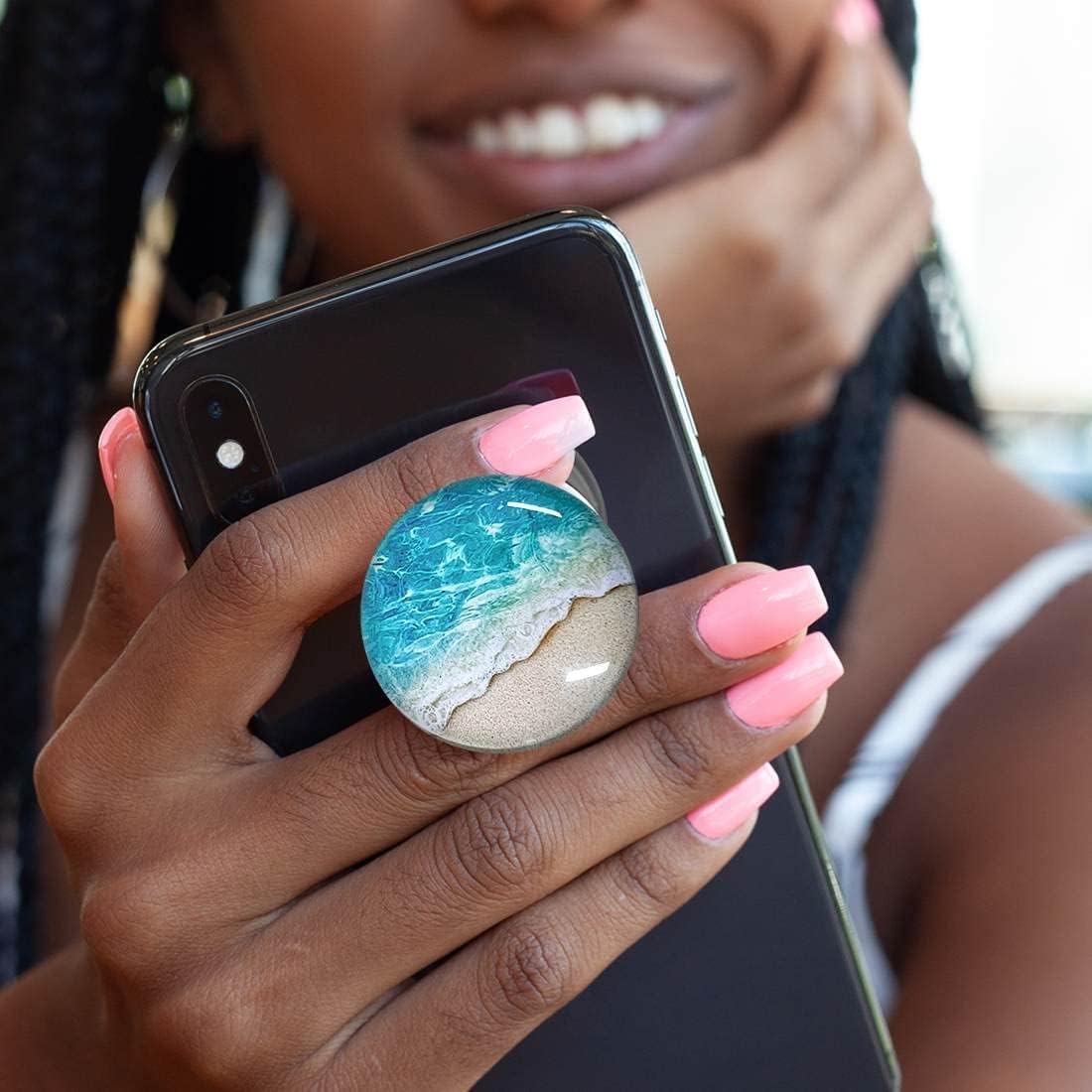 Collapsible Phone Grip — Clear Crystal Glitter