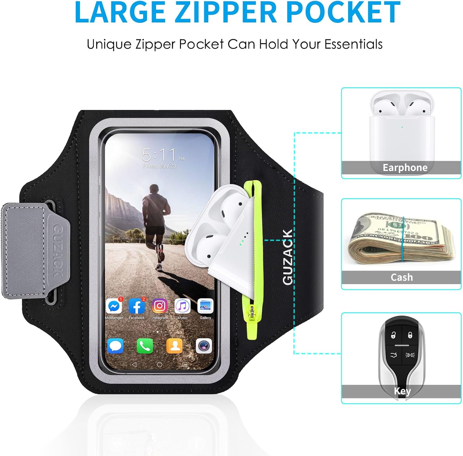 Running Armband for Phones — Adjustable, Sweat Resistant