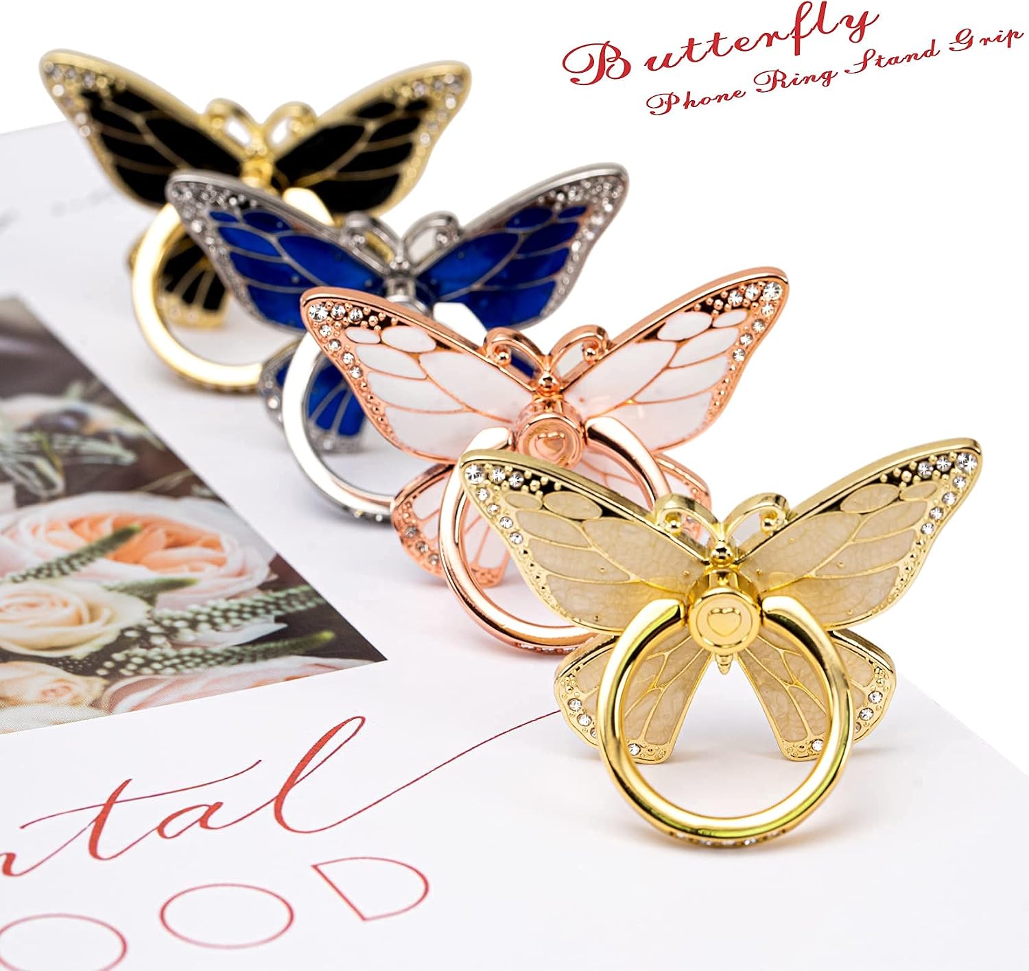 Butterfly Ring Grip and Stand — 360° Rotation, Metal