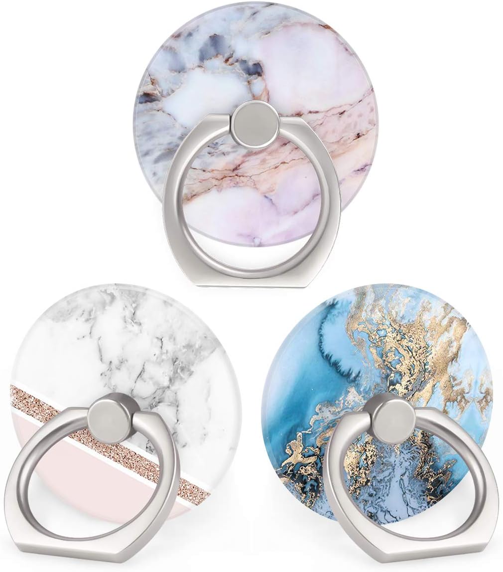 Ring Grip Stand — 3 Pack, 360° Rotation, Marble Finish