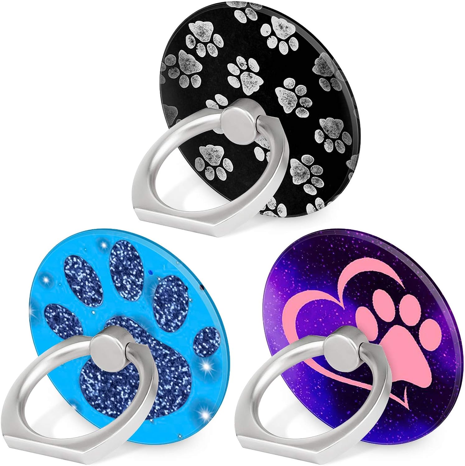 Ring Grip Stand — 3 Pack, 360° Rotation, Marble Finish
