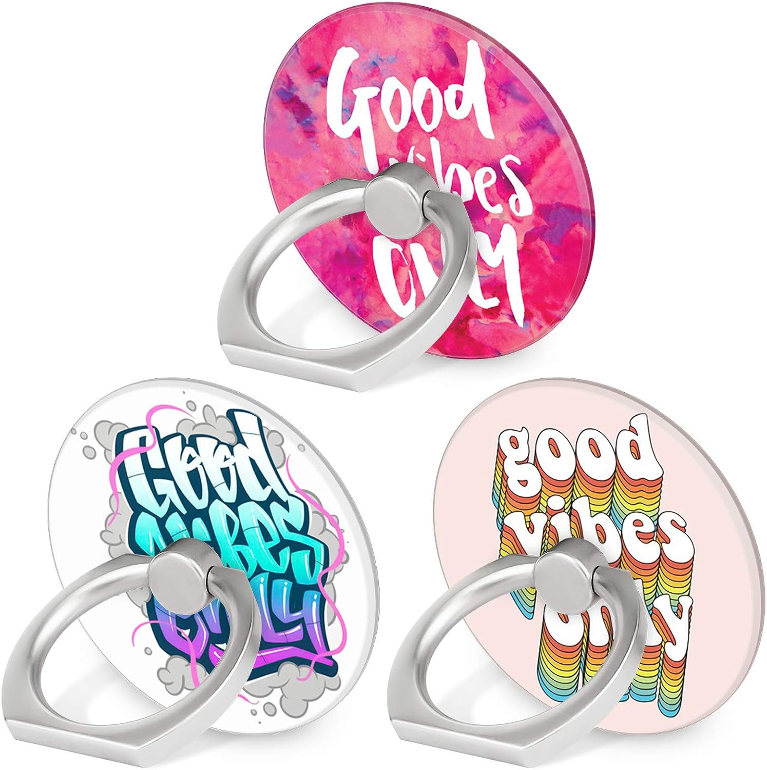 Ring Grip Stand — 3 Pack, 360° Rotation, Marble Finish