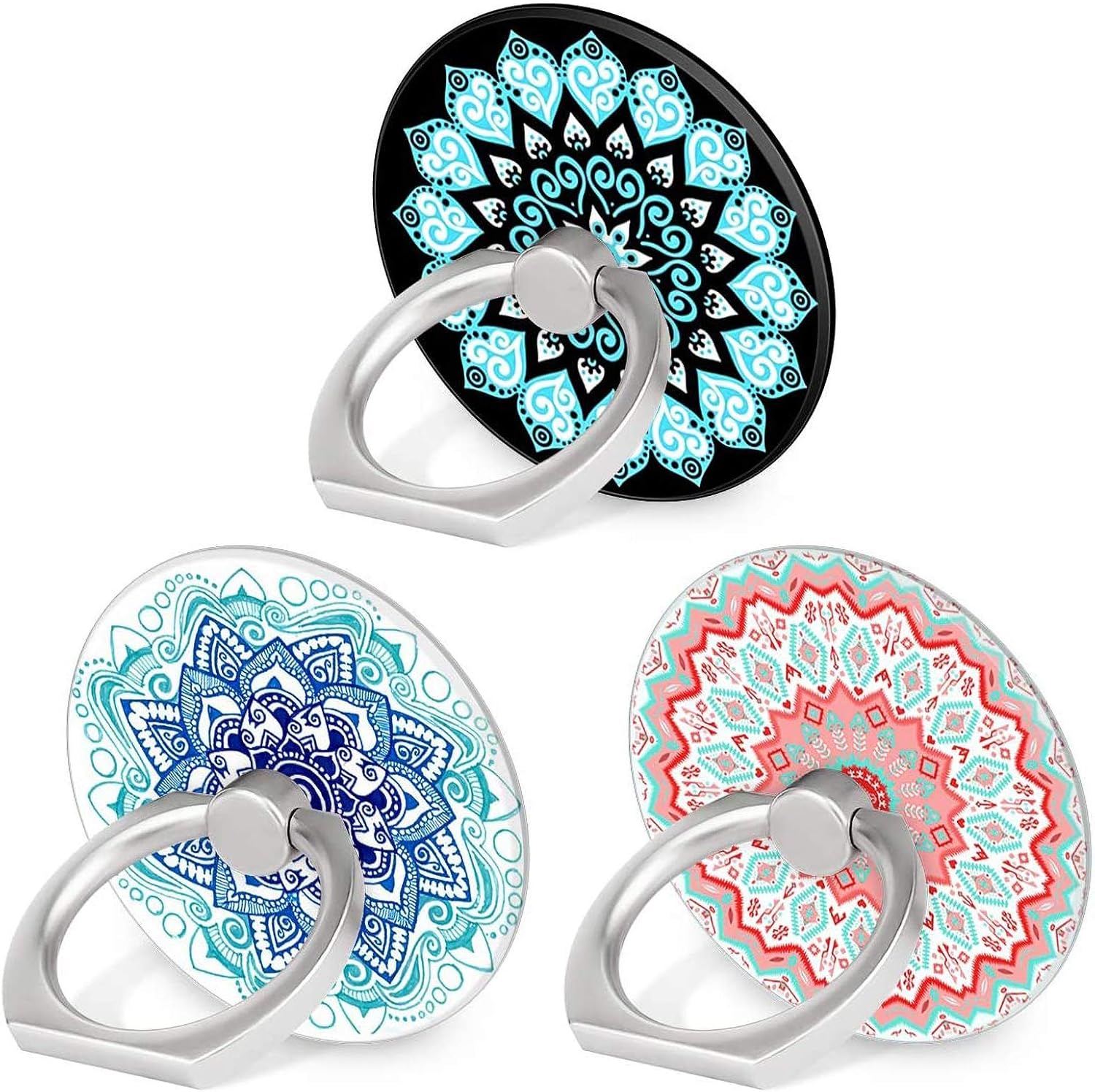 Ring Grip Stand — 3 Pack, 360° Rotation, Marble Finish