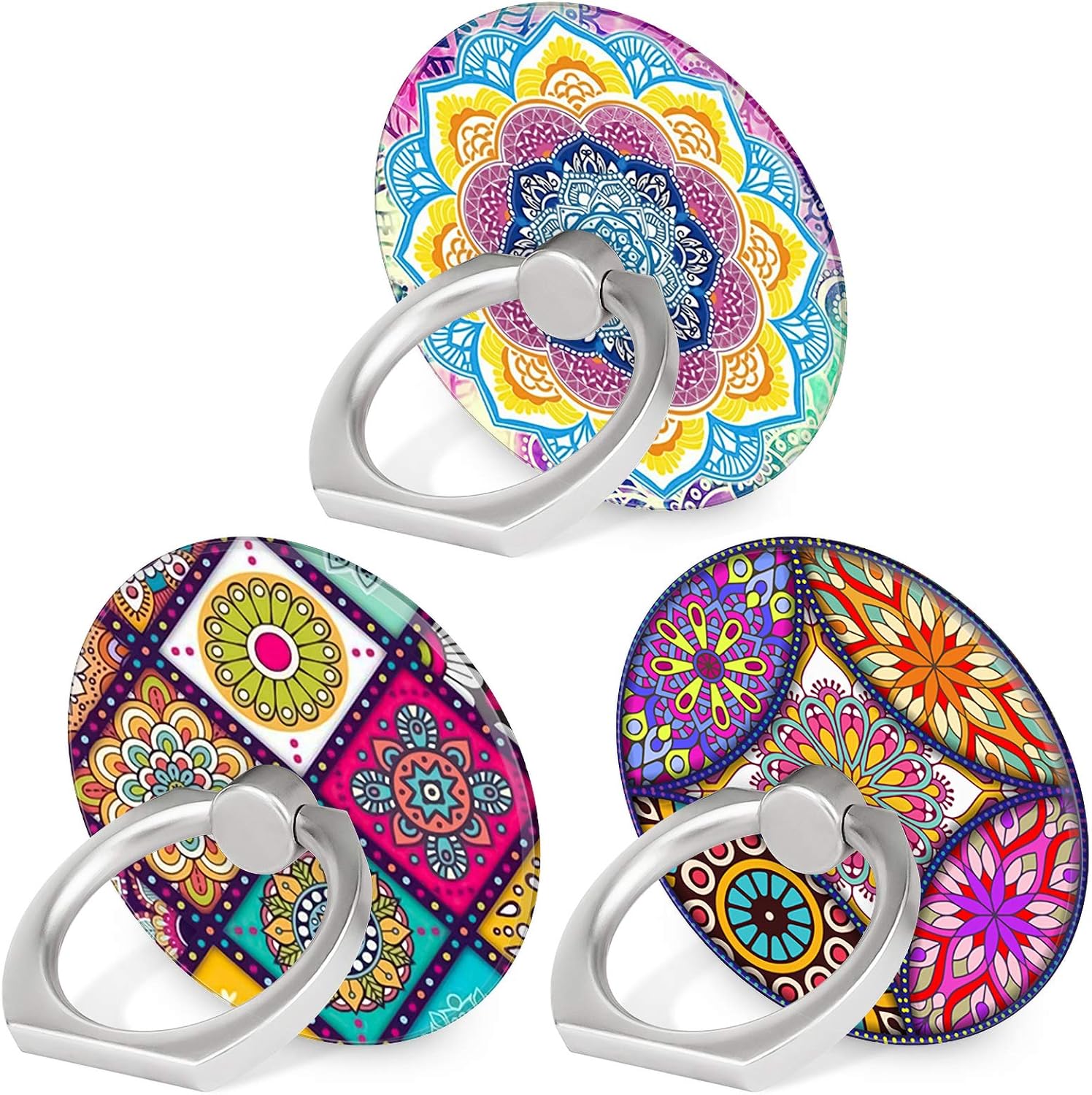 Ring Grip Stand — 3 Pack, 360° Rotation, Marble Finish