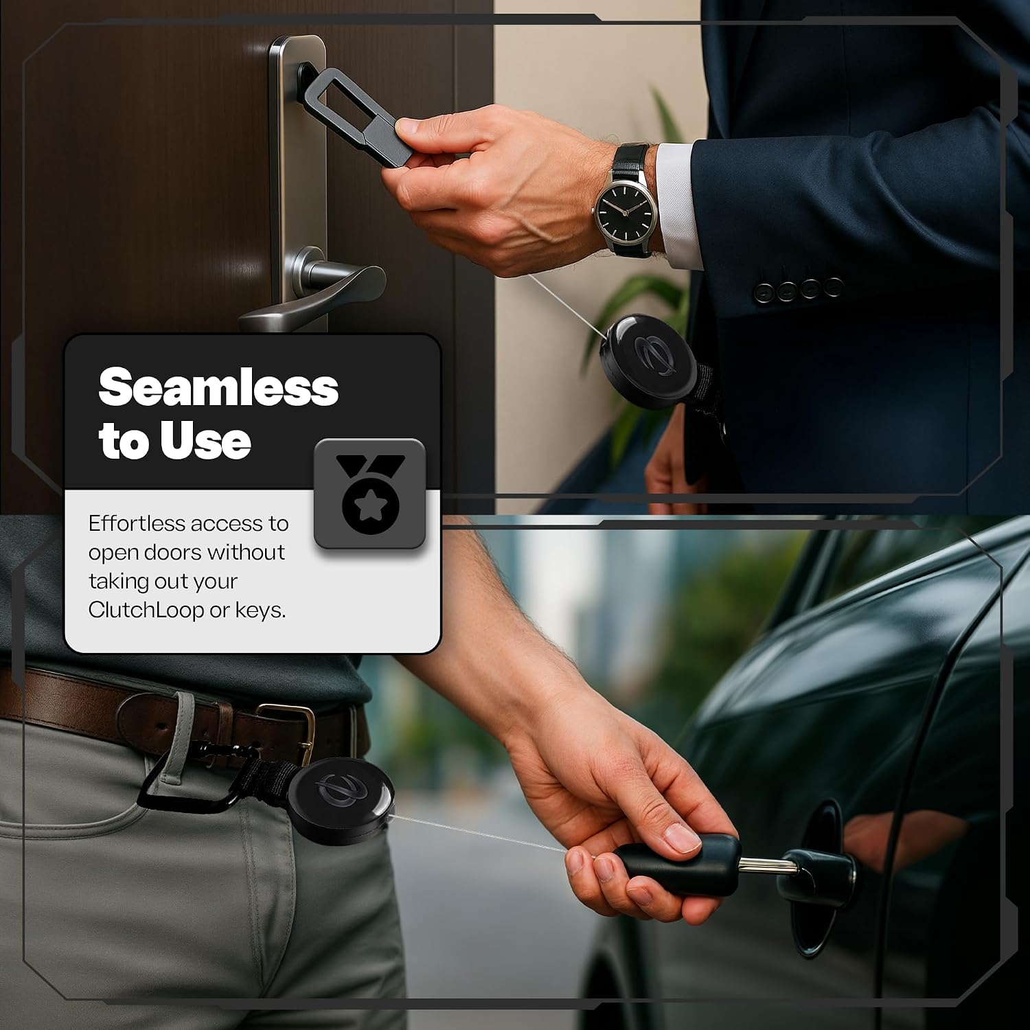 Retractable Anti-Theft Phone Tether — Steel Cable with Locking Carabiner