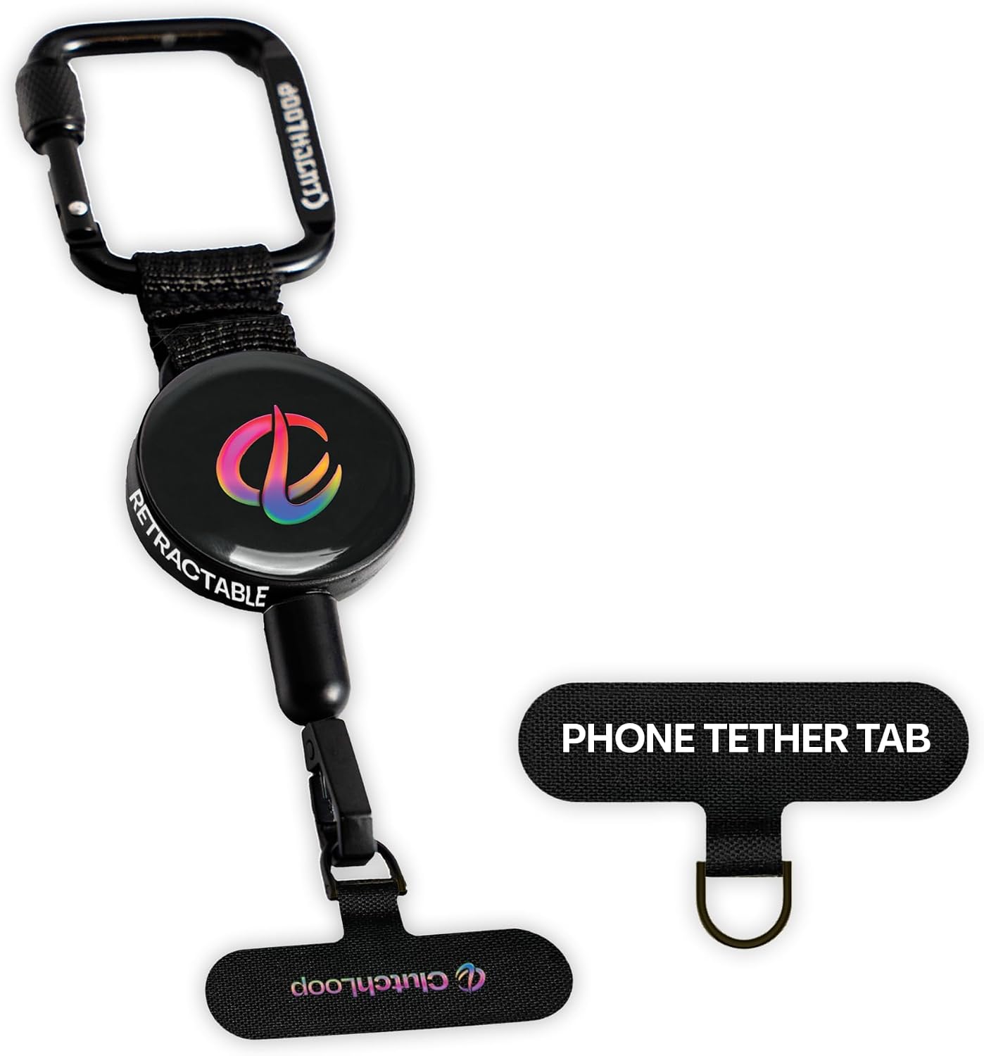 Retractable Anti-Theft Phone Tether — Steel Cable with Locking Carabiner